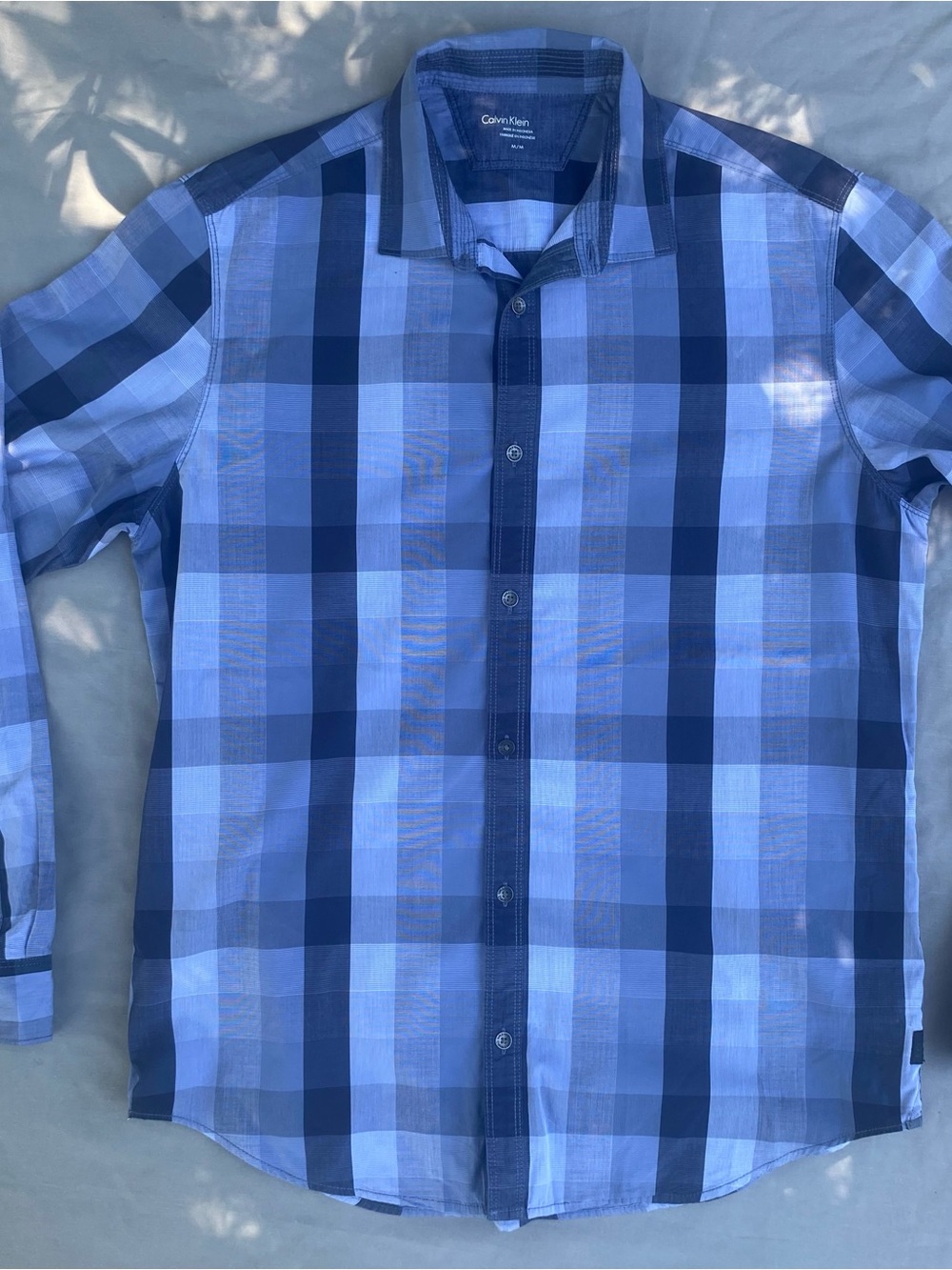 Calvin Klein Blue Plaid Button-Down Shirt